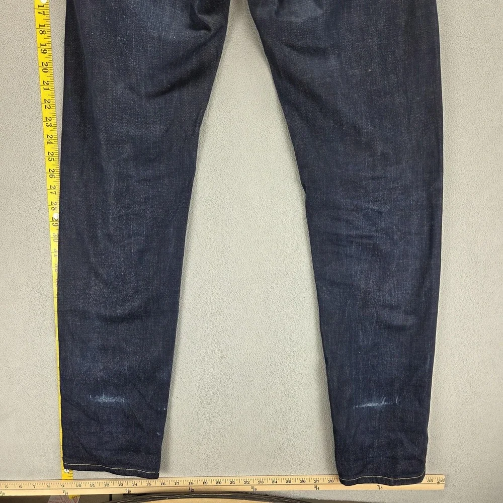 Levis Jeans Mens 30x34 Blue Selvedge Made & Crafted Buckle Back Biker Button Fly